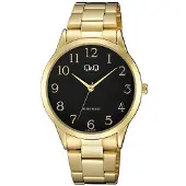 Q&Q Herrenuhr mit Edelstahlarmband, goldfarben/Zifferblatt schwarz