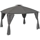 DELUKE Pavillon DUBLIN Schwarz Polyester | Gartenpavillon Gartenlaube für Garten/Terrassen