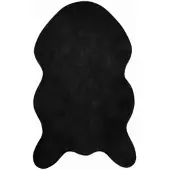 vidaXL Rutschfester Kunstfellteppich Olite Schwarz 50 x 80 cm