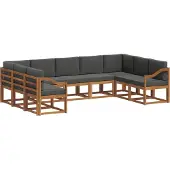 vidaXL Outdoor-Sofagarnitur 9 stk. Natur und Anthrazit