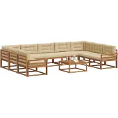 vidaXL Outdoor-Sofagarnitur mit Kissen 10 pcs Natur und Beige