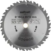 Wolfcraft 1 Kreissägeblatt HM 22 Z. ø184x20/16 mm