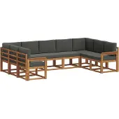 vidaXL Outdoor-Sofagarnitur 9 stk. Natur und Anthrazit