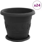 vidaXL Blumentöpfe 24 stk. Schwarz Ø 26 x 21,5 cm Kunststoff