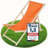 Melko Strandstuhl klappbar Holz Garten Sonnenliege Faltliege - Orange