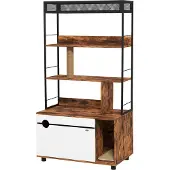 Novzep Geschlossenes Katzenklo mit Kratzpfosten und 3-Ebenen-Regal, 80x48x152 cm, Braun