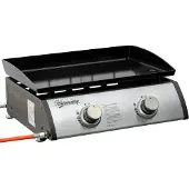 Outsunny Tischgrill Gasgrill BBQ mit 2 Brennern, Tischgasgrill mit Schlauch