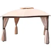 DELUKE Pavillon HAMM Stahl Beige Polyester | Gartenpavillon Gartenlaube für Garten/Terrassen
