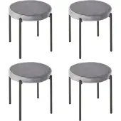 HOMCOM 4er-Set Esszimmerhocker Stapelhocker Küchenhocker Barhocker Velvet-Touch modern Küche Esszimmer Polyester Stahl Grau 41,5 x 41,5 x 46 cm