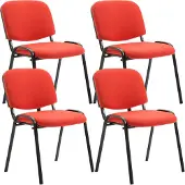 Mendler 4er Set Besucherstuhl HLO-CP111 Stoff rot