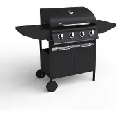 DELUKE Gasgrill COMMI Schwarz Stahl | Grillwagen Piezo Zündung 2 Ablagen