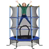HOMCOM Kinder Trampolin Ø163 cm, Trampolin für Kinder 3-10 Jahre, Blau