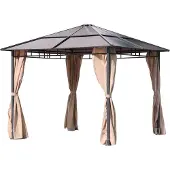 DELUKE Pavillon KIEL Alu/Stahl Grau Polyester | Gartenpavillon Gartenlaube für Garten/Terrassen