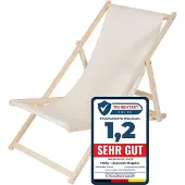 Melko Strandstuhl klappbar Holz Garten Sonnenliege Faltliege - Beige