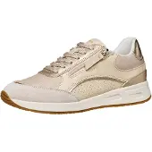 Geox D BULMYA Low-Top Sneaker aus Leder Beige mit Schnürung und Reißverschluss