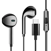 Avizar , USB-C Kopfhörer Mikrofon Freisprechkit Silikonkabel 1.2m, Schwarz