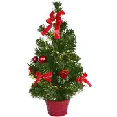 DOMMIO Weihnachtsbaum Rot 50 cm hoch, 25 cm breit, mit Goldkette und Sternen im roten Topf