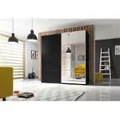 Hm Helvetia Kleiderschrank Schlafzimmerschrank Spiegel schwarz 200 cm