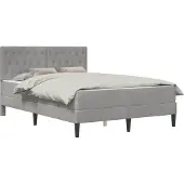 vidaXL Bettgestell mit Matratze Hellgrau 140 x 200 cm Samt