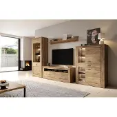 Hm Helvetia Wohnwand Anbauwand Mediawand 4-teilig Lowboard Vitrine bartex eiche 76548039