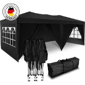 Kronenburg Faltpavillon 3x6m - Wasserfest, UV-Schutz 50+, 6 Seitenteile, Schwarz