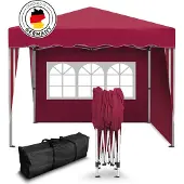 Kronenburg Faltpavillon 3x3m - Wasserfest, UV-Schutz 50+, 2 Seitenteile, rot
