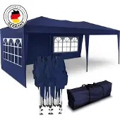 Kronenburg Faltpavillon 3x6m - Wasserfest, UV-Schutz 50+, 3 Seitenteile, blau