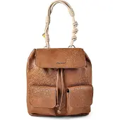 Desigual Damen-Rucksack Braun mit Kordelzug, verstellbarem Gurt & Taschen