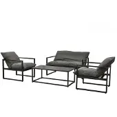 CLEMENTO Coral Loungeset 4tlg. Aluminium/Sunbrella