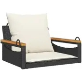 Furnicato Hängesessel mit Kissen Schwarz 63x62x40 cm Poly Rattan