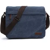 INF Umhängetasche Umhängetasche aus Canvas und Leder Dunkelblau