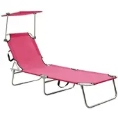Furnicato Klappliege Mit Sonnendach Rosa Aluminium