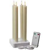 MARELIDA LED Stabkerzen LISA Tafelkerzen Dinnerkerzen Wiederaufladbar Creme 4er Set