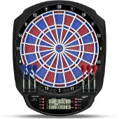 Carromco Elektronik Dartboard Toledo-301 2-Loch Abstand Dartscheibe elektronisch rot-blau 1-8 Spieler Softdarts Netzteil 43 Spiele/ 320 Variationen