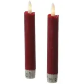 MARELIDA LED Stabkerzen Tafelkerzen Spitzkerzen Echtwachs Rustik Optik H 15cm Rot 2St