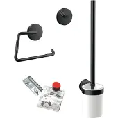 Emco round WC-Set mit Toilettenpapierhalter, Bürstengarnitur und Klebeset, 439813300