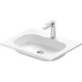 Duravit Sivida Möbelwaschtisch, 1 Hahnloch mittig, ohne Überlauf, 620x485mm, Weiß Seidenmatt, 2650003200