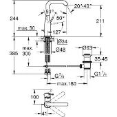 GROHE Essence Einhand-Waschtischbatterie, L-Size, schwenkbar, Ausladung 127mm, mit Zugstangen-Ablaufgarnitur, 24174GN1, Farbe: Cool sunrise gebürstet