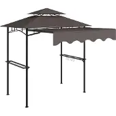 BundiGlassware Grillpavillon 242x232x248 cm wasserabweisend flammhemmend Gartenpavillon mit Doppelschichtdach Kaffee