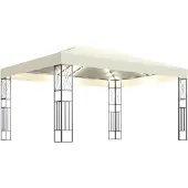 Syfax Pavillon mit LED-Lichterkette 3x4 m Creme Stoff