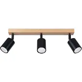 Licht-Erlebnisse Strahler Metall Holz GU10 verstellbar Natur Schwarz 3-flammig länglich Skandinavisch Spot