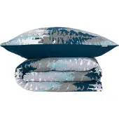 Schiesser Bettwäscheset Smilla | Winterprint | Feinbiber | 2-teilig | 100% Baumwolle | Kuschelweich | YKK-Reißverschluss | 135x200 cm + 80x80 cm | Petrol