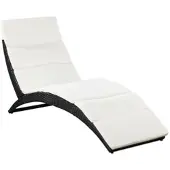 Furnicato Klappbare Sonnenliege Mit Auflage Poly Rattan Schwarz