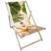 AllBags Holz Liegestuhl klappbar „Seesterne im Sand“ – Gartenstuhl Relaxstuhl Sonnenliege Balkon Terrasse
