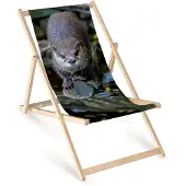 AllBags Holz Liegestuhl klappbar „Otter“ – Gartenstuhl Relaxstuhl Sonnenliege Balkon Terrasse Tiermotiv