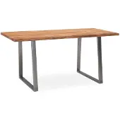 Wohnling Schreibtisch 160x80x76 cm Akazie Massivholz / Metall Computertisch Baumkante Homeoffice Bürotisch Massiv mit Trapezbeinen in Chrom Holztisch