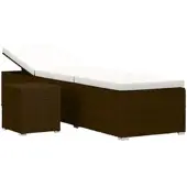 Furnicato Sonnenliege Mit Auflage Und Teetisch Poly Rattan Braun