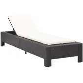 Furnicato Sonnenliege mit Auflage Schwarz Poly Rattan