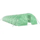 Furnicato Gewächshaus mit Stahlrahmen Grün 80 m2 16x5x2,3 m