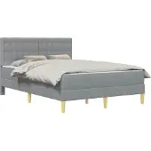 vidaXL Bettgestell mit Matratze Hellgrau 120 x 190 cm Stoff